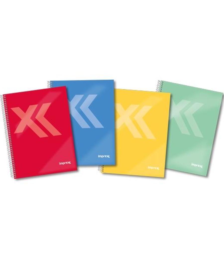 Imprex cuaderno espiral tapa forrada folio 80h 90gr 4x4 colores surtidos