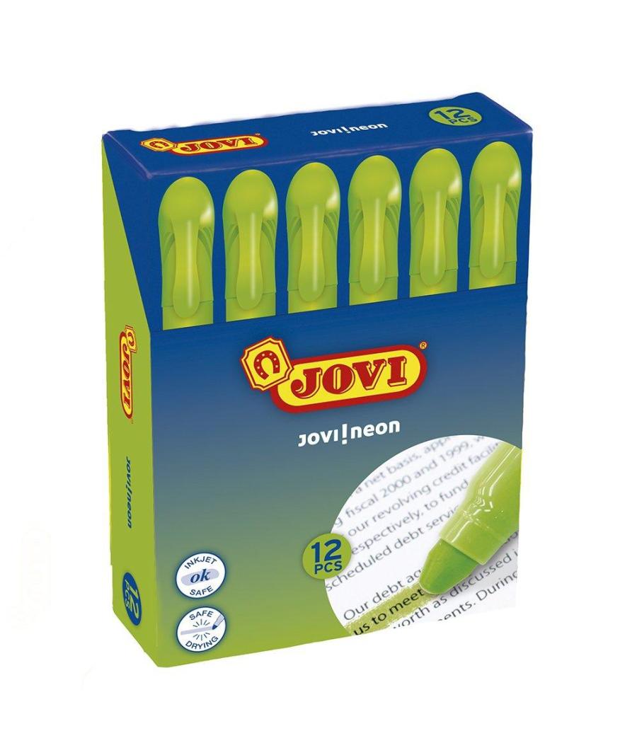 Jovi marcador fluorescente jovi!neon de gel en stick 140mm verde caja 12 ud