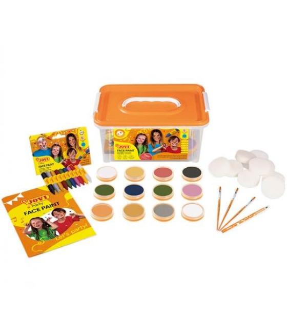 Jovi maquillaje baúl escolar 12 botes 8ml surtidos + art.176 + lápiz cosmético + 8 esponjas + 3 pinceles + guia