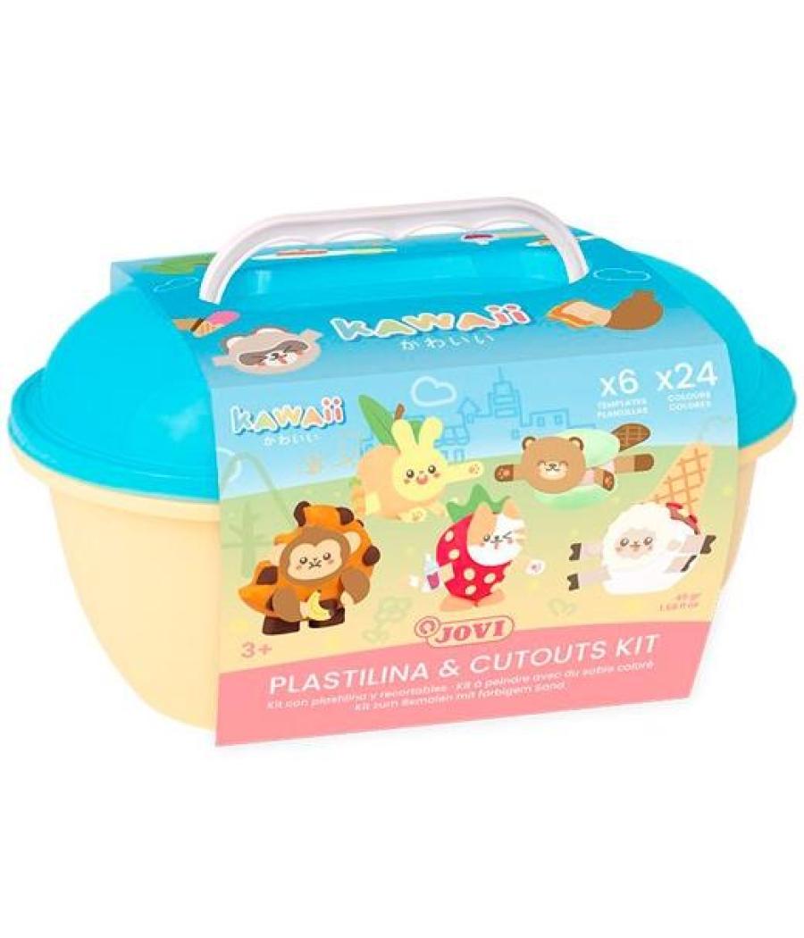Jovi cofre kawaii 24 pastillas plastilina 15gr + troquelado0s + 3 espátulas de colores