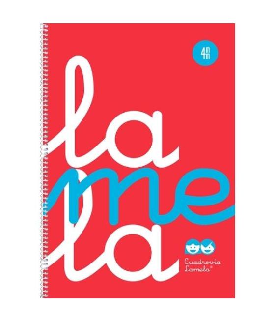 Lamela cuaderno espiral 80h folio 90gr c/m cuadrovía 5mm cubierta pp flúor rojo