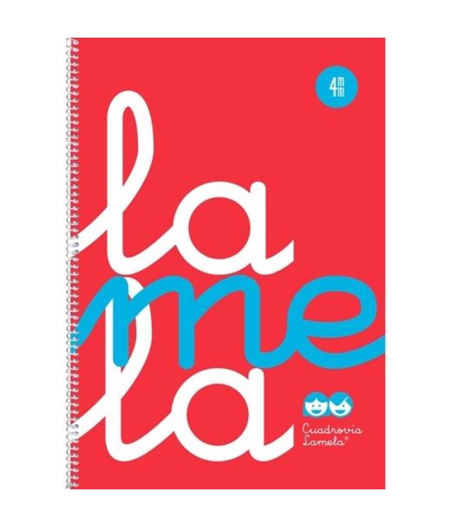 Lamela cuaderno espiral 80h folio 90gr c/m cuadrovía 5mm cubierta pp flúor rojo