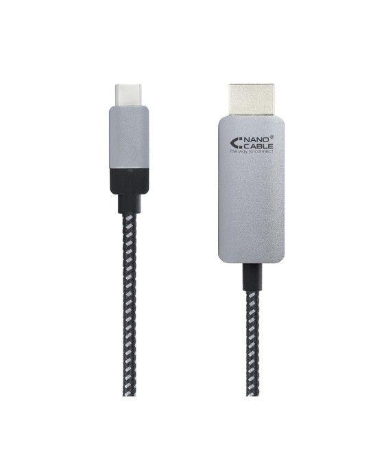 Nanocable 10.15.5102 adaptador de cable de vídeo 1,8 m USB Tipo C HDMI Aluminio, Negro - Imagen 2