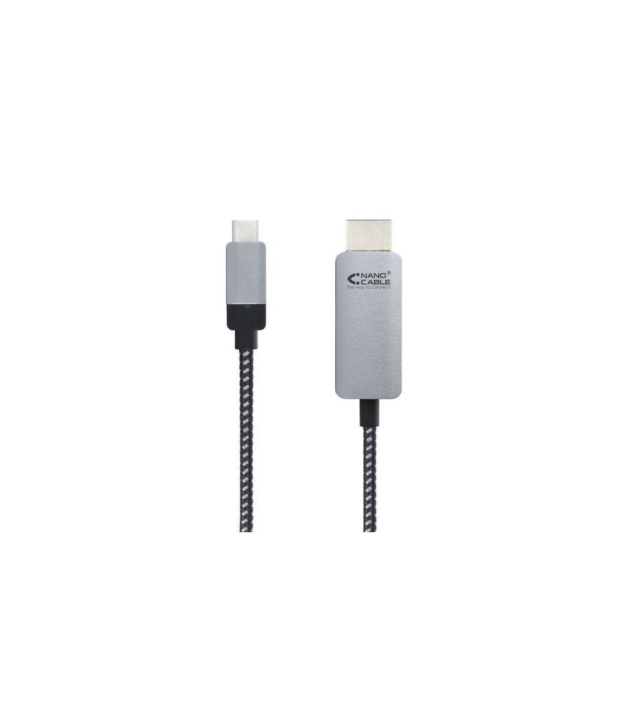 Nanocable 10.15.5102 adaptador de cable de vídeo 1,8 m USB Tipo C HDMI Aluminio, Negro - Imagen 2