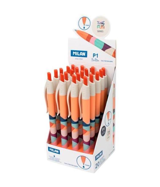 Milan bolígrafo p1 the fun 624 tinta azul caja expositora 20 ud