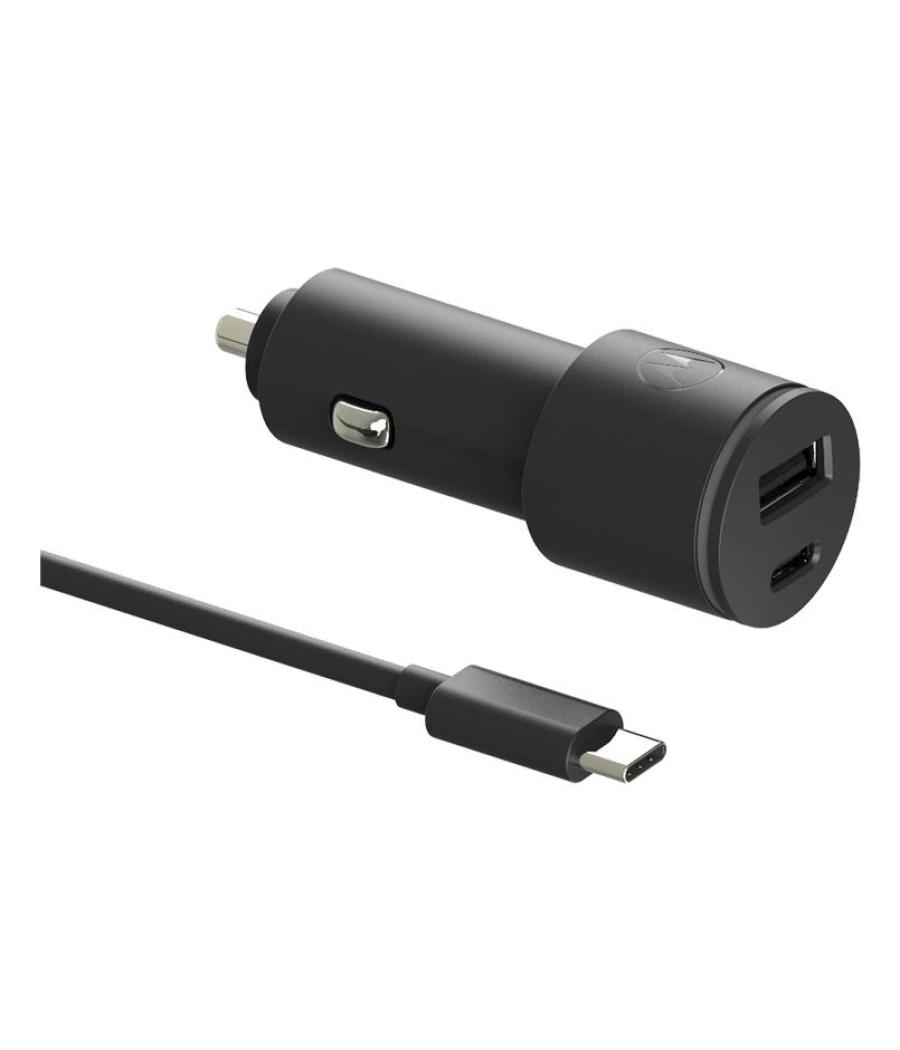 Motorola cargador de coche 1 usb-a - 1 usb-c con cable 45w negro