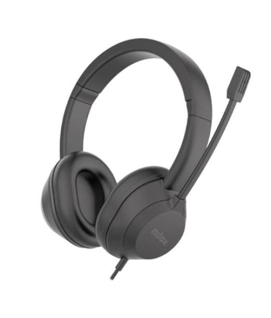 Nilox auriculares micrófono biaural estereo c/ cable usb negro