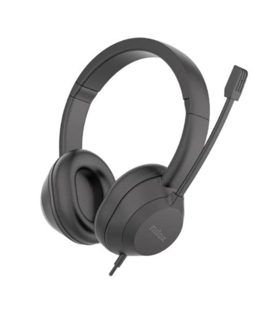 Nilox auriculares micrófono biaural estereo c/ cable usb negro