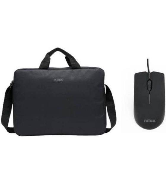 Nilox maletin para portátil de 15,6 basic negro   raton usb 1000 dpi
