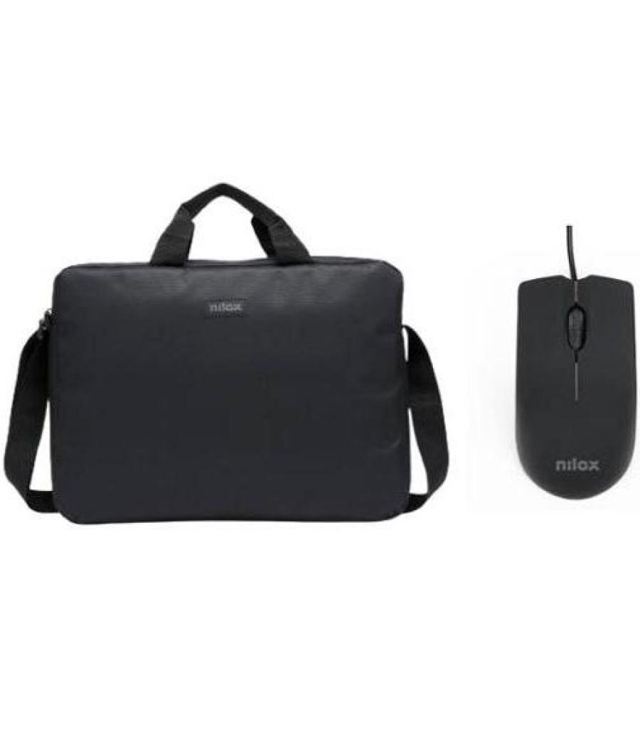 Nilox maletin para portátil de 15,6" basic negro + raton usb 1000 dpi