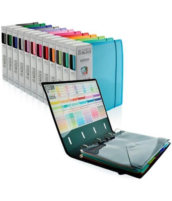 Office box carpeta & block colorline anillas d 4x32mm a4 100h 5x5 cierre c/goma tapa pp colores surtidos
