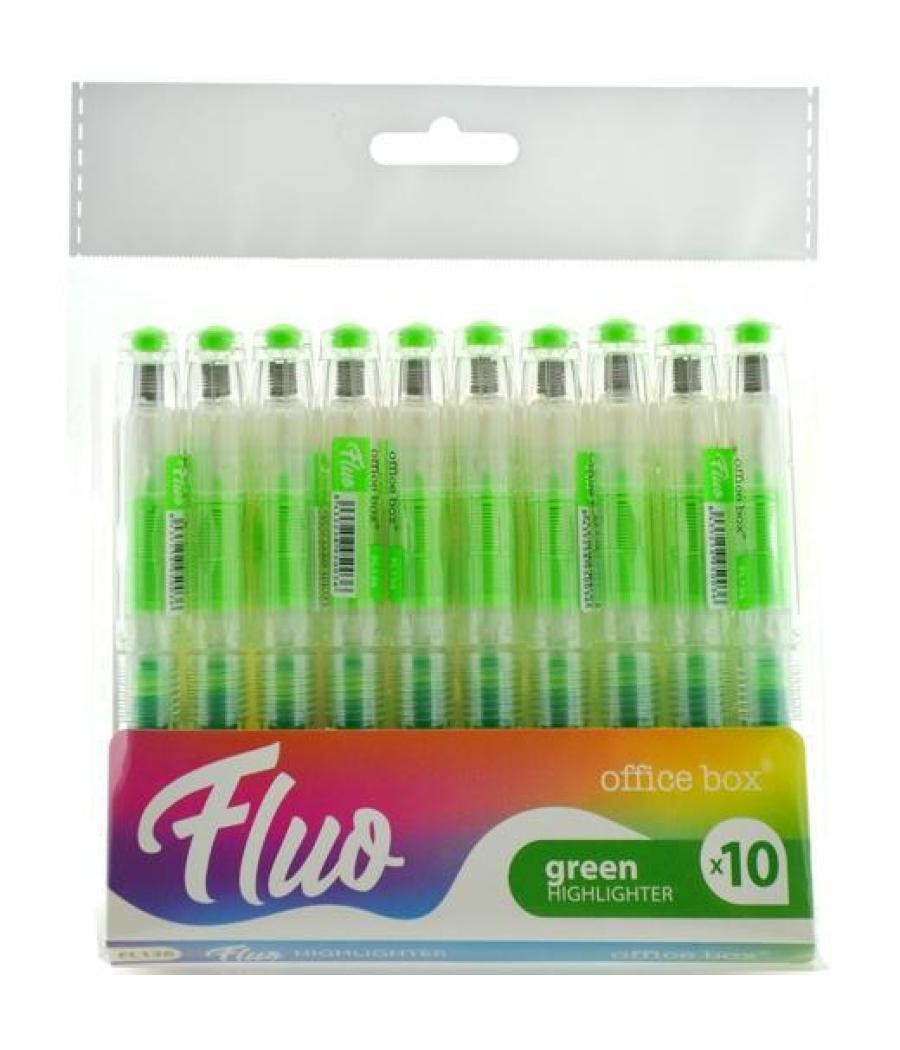 Office box marcador fluorescente fluo recargable verde pack 10 ud