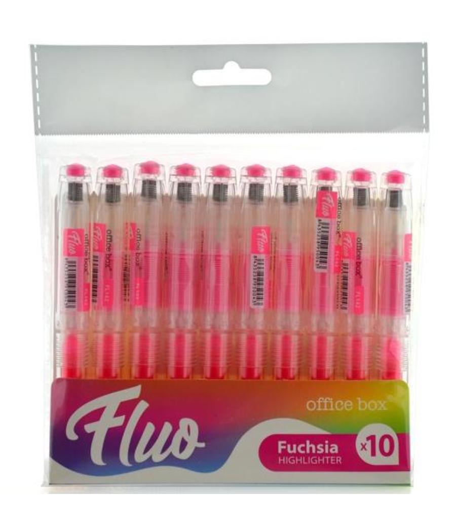 Office box marcador fluorescente fluo recargable rosa pack 10 ud