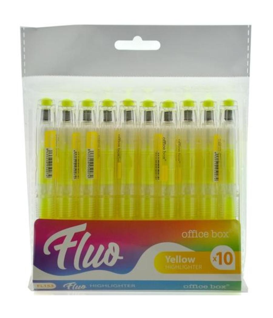 Office box marcador fluorescente fluo recargable amarillo pack 10 ud