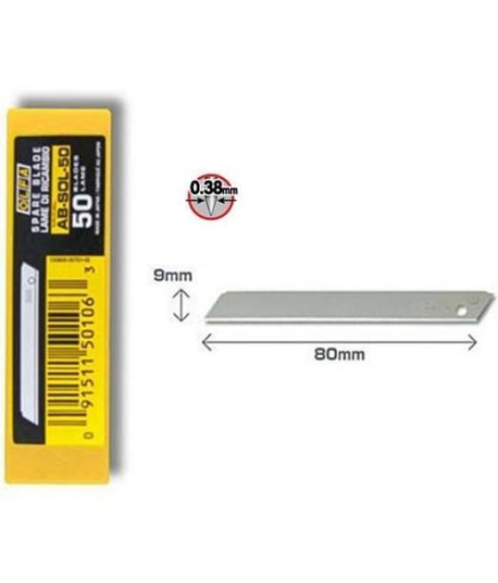 Olfa repuesto cutter 9mm cuchilla no fracturable estuche 50 ud