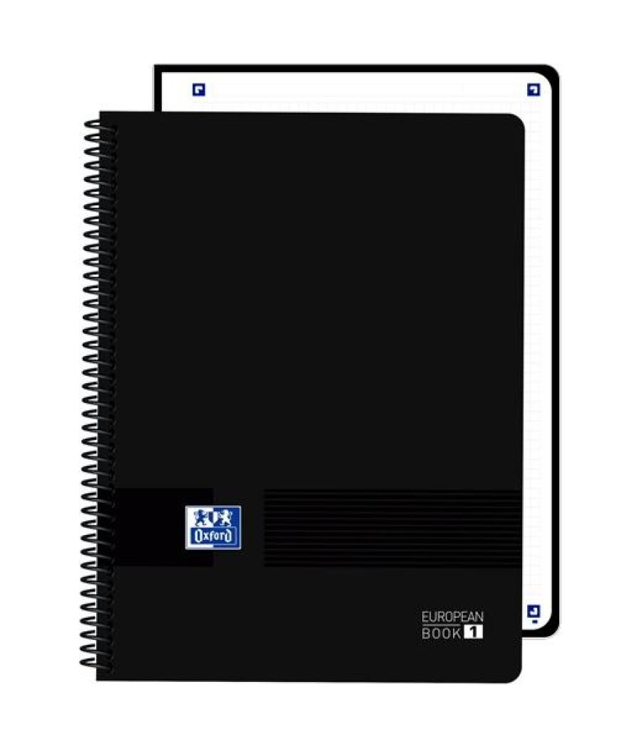 Oxford cuaderno europeanbook 1 live&go 80h a4+ 5x5 microperforado t/plástico negro