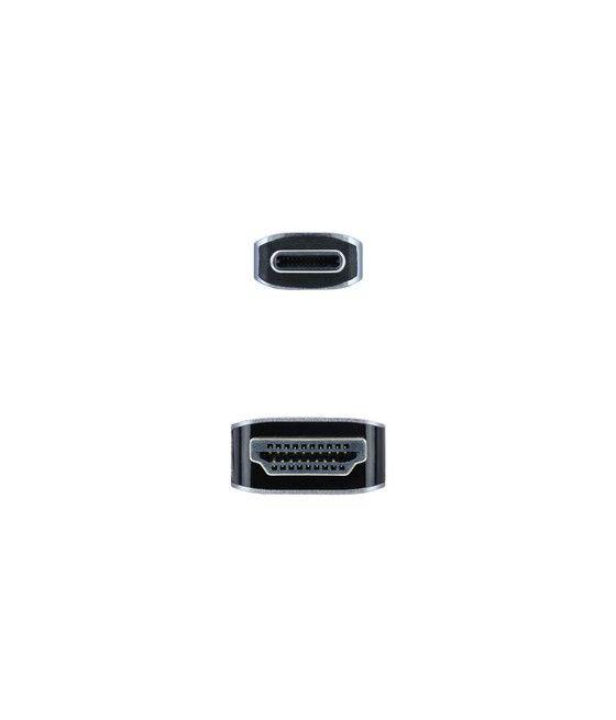 Nanocable 10.15.5102 adaptador de cable de vídeo 1,8 m USB Tipo C HDMI Aluminio, Negro - Imagen 3