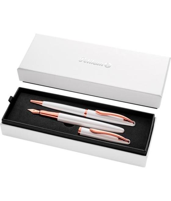 Pelikan set bolígrafo + estilográfica jazz noble elegance tinta azul color perla estuche de regalo