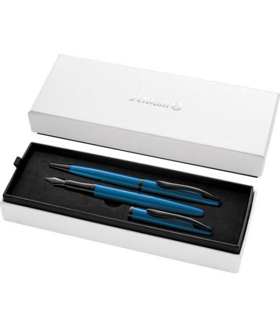 Pelikan set bolígrafo   estilográfica jazz noble elegance tinta azul color aguamarina estuche de regalo
