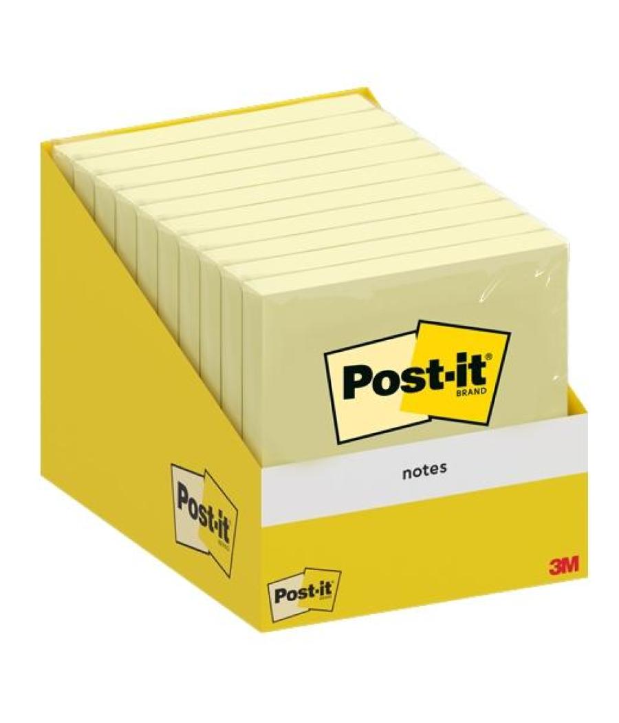Post-it bloc notas 100h 76x76mm canary yellow paquete cartón 10 ud