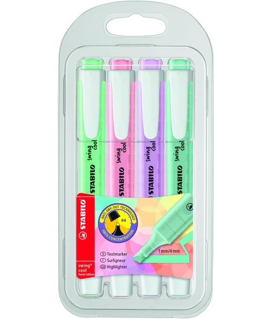 Stabilo marcador fluorescente swing cool pastel c/surtidos blíster 4 ud