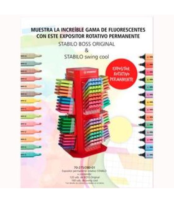 Stabilo expositor rotativo permanente marcadores fluorescentes c/surtidos 120 ud boss original + 160 ud swing cool