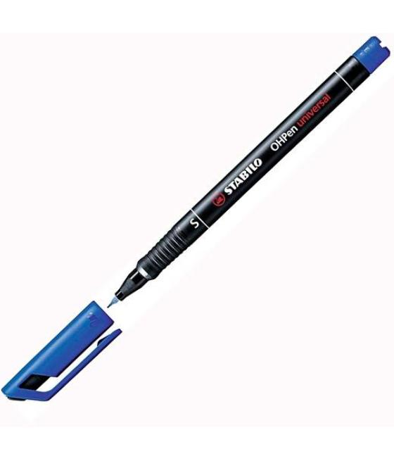 Stabilo marcador permanente ohpen universal s punta super fina 0.4mm azul