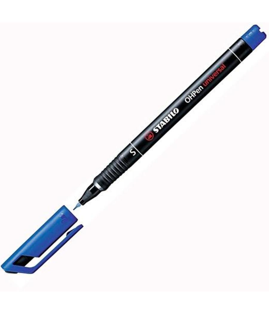 Stabilo marcador permanente ohpen universal s punta super fina 0.4mm azul