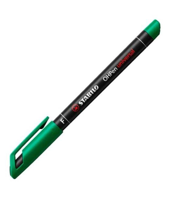 Stabilo marcador permanente ohpen universal f punta fina 0.7mm verde pack 10 unidades