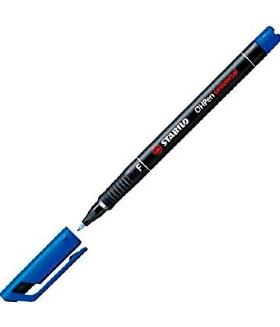 Stabilo marcador permanente ohpen universal punta fina 0.7mm azul caja 10 ud