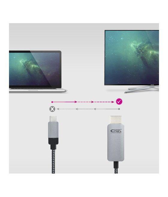 Nanocable 10.15.5102 adaptador de cable de vídeo 1,8 m USB Tipo C HDMI Aluminio, Negro - Imagen 4