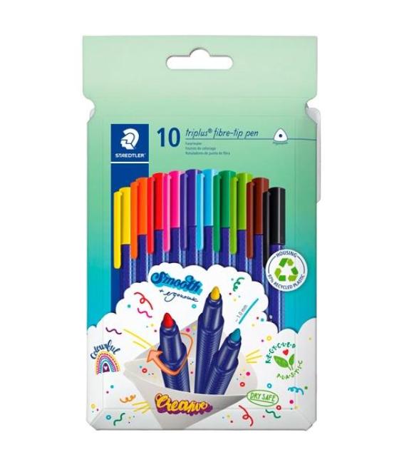 Staedtler rotulador triplus color 323 triangular c/surtidos estuche 10 ud
