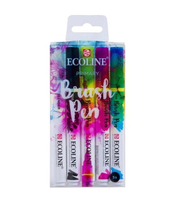 Talens ecoline rotuladores brush pen punta pincel colores primarios estuche 5 ud