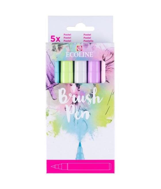 Talens ecoline rotuladores brush pen punta pincel surtido pastel estuche 5 ud