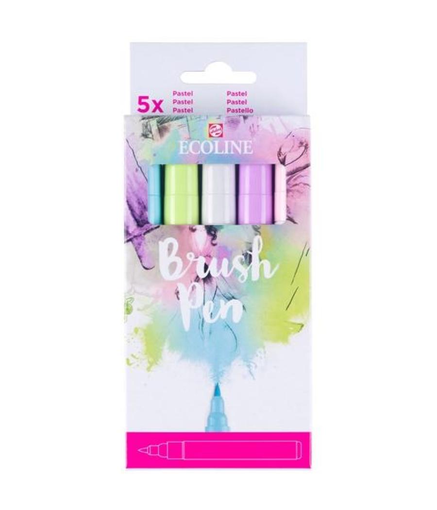 Talens ecoline rotuladores brush pen punta pincel surtido pastel estuche 5 ud