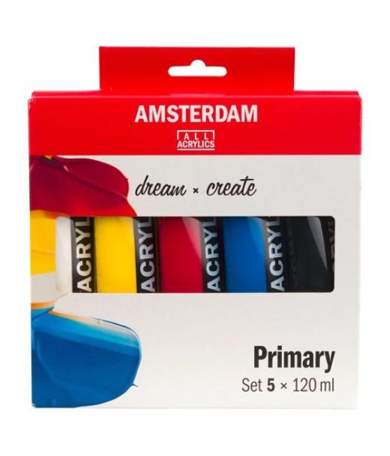 Talens amsterdam standard series set acrílicos primarios tubo 120ml estuche 5 ud