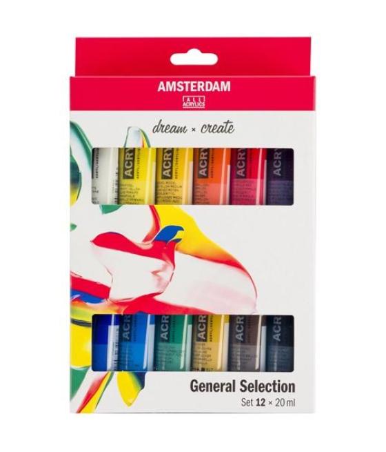 Talens amsterdam standard series set acrílicos selección general tubo 20ml estuche 12 ud