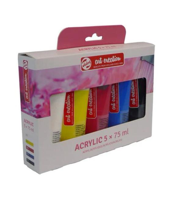 Talens art creation set acrílico iniciación tubo 75ml colores surtidos estuche 5 ud
