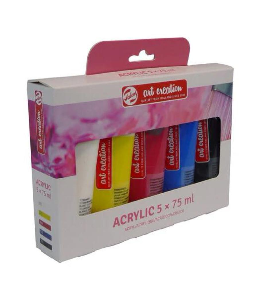 Talens art creation set acrílico iniciación tubo 75ml colores surtidos estuche 5 ud