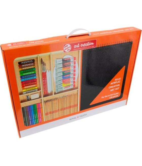 Talens art creation set creativo 158 piezas maxi acrílico caja madera