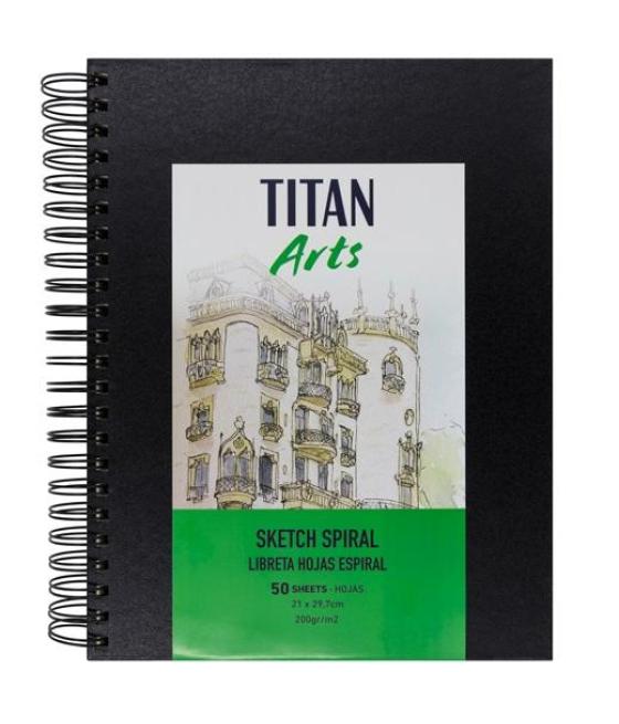 Titan arts libreta de dibujo para bocetos espiral a4 50h 200gr
