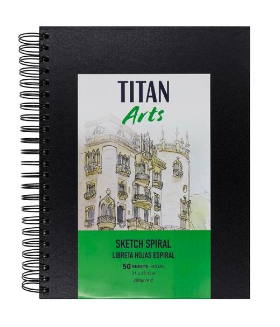 Titan arts libreta de dibujo para bocetos espiral a4 50h 200gr