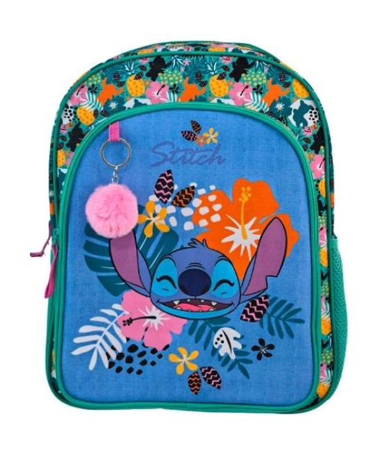 Toybags mochila primaria stitch tropical doble compartimento 44x30x20cm adaptable a carro