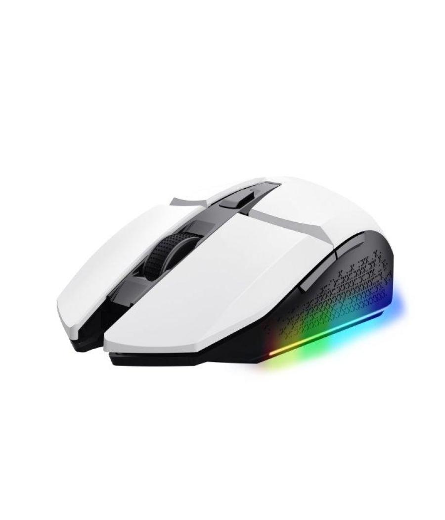 Trust ratón gaming felox gxt wireless 800-4000dpi 6 botones programables iluminación led rgb blanco