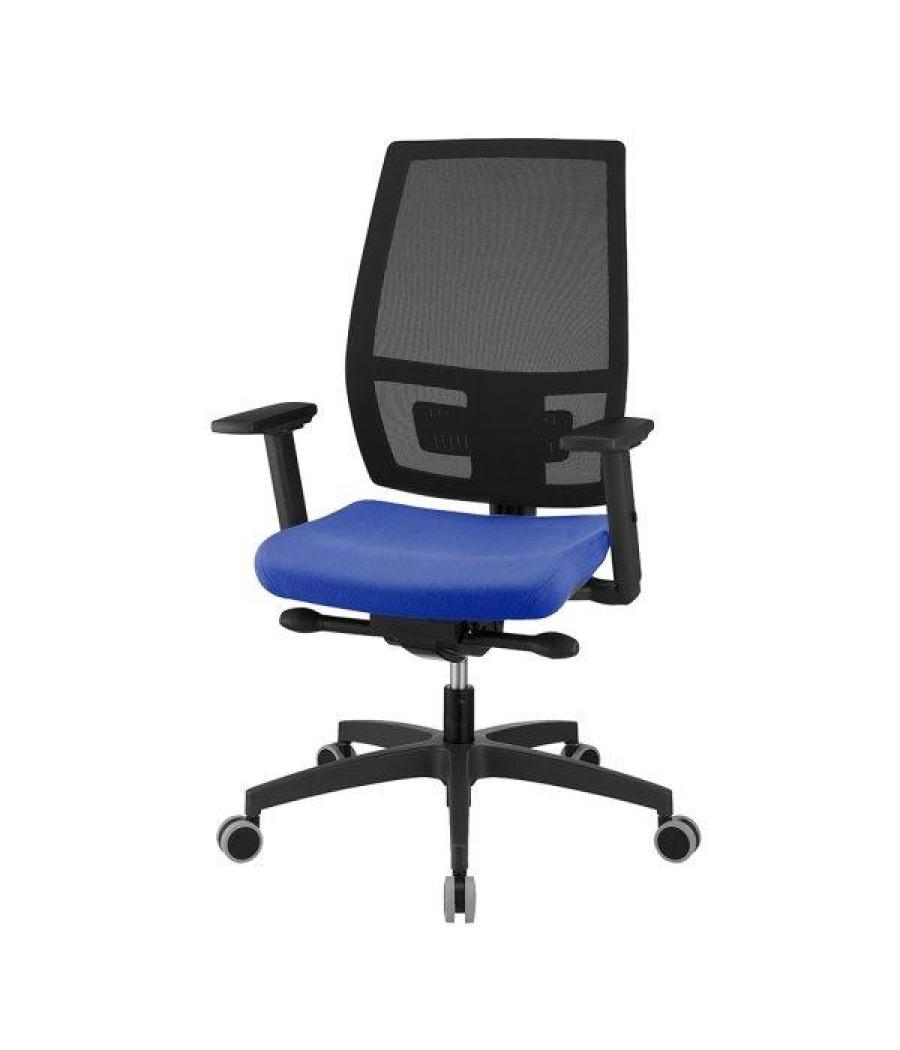 Unisit silla melania giratoria sincro con trasnlap reposabrazos ajustables respaldo malla negro y asiento acolchado azul