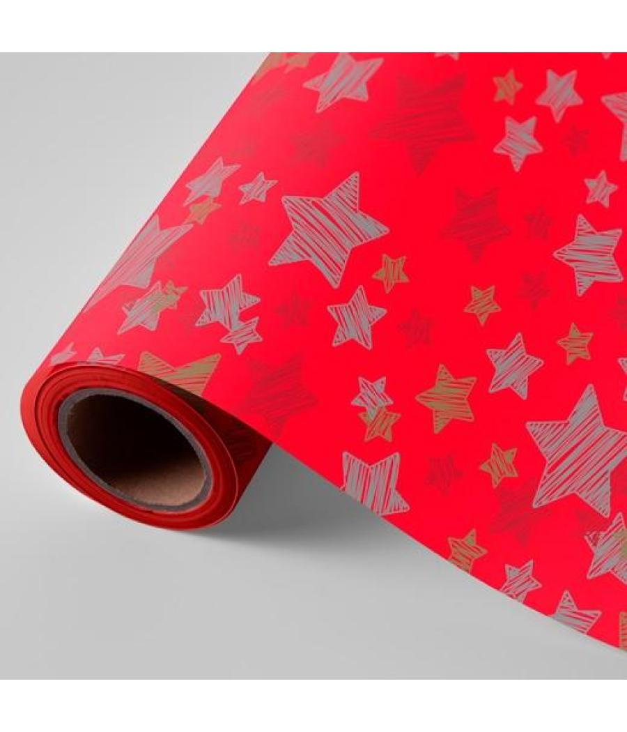 Wonder papel de regalo bobina 62cm 4kg rojo estrellas