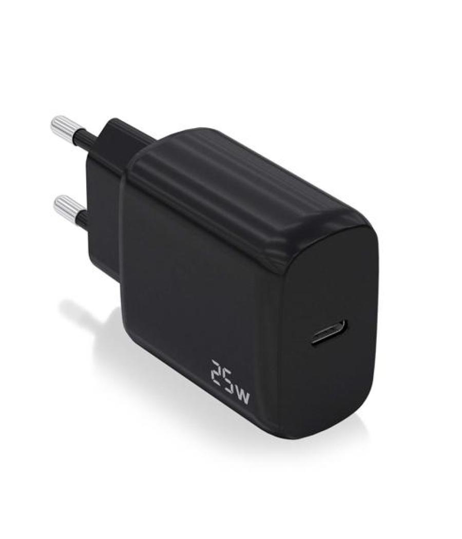 Aisens cargador usb-c pd3.0 1 puerto 1xusb-c 25w, negro