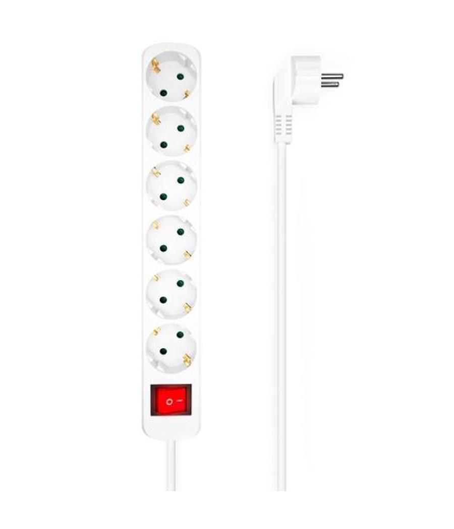 Aisens regleta de enchufes con 6 tomas con interruptor cable 1,4m blanco