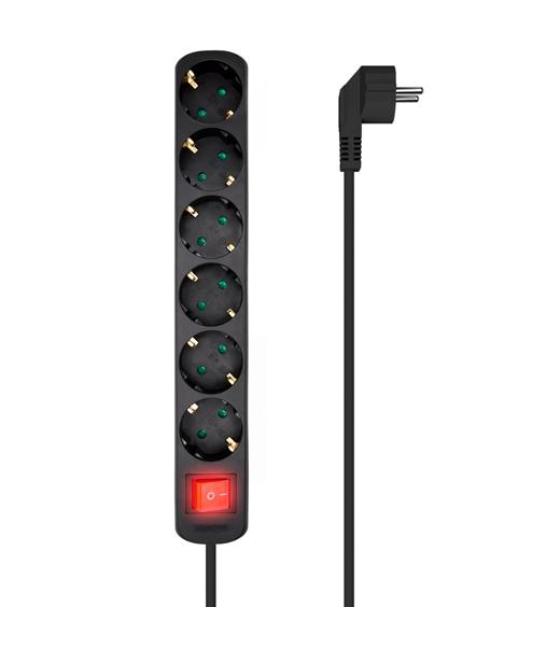 Aisens regleta de enchufes con 6 tomas con interruptor cable 1,4m negro