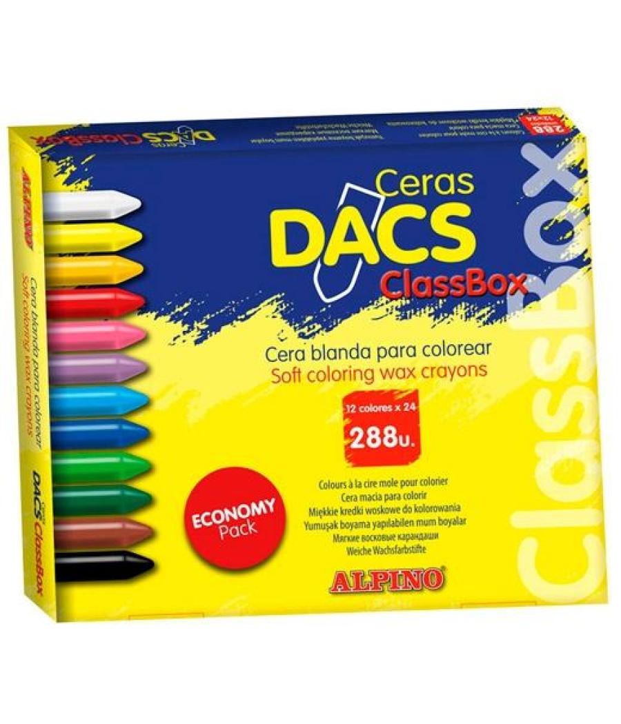 Alpino ceras dacs pack económico 12 colores surtidos (24 x color) caja 288 ud